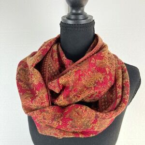 Rapti Wool Silk Oversized Scarf Wrap Red‎ Gold Tapestry Paisley Shawl NWT